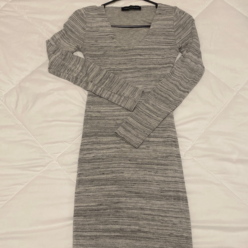 Naked Wardrobe gray marled midi dress